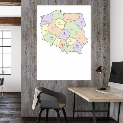 Tablica suchościeralna mapa Polski z podziałem na województwa 238 - Wzór graficzny. Mapa przedstawia województwa w różnych
