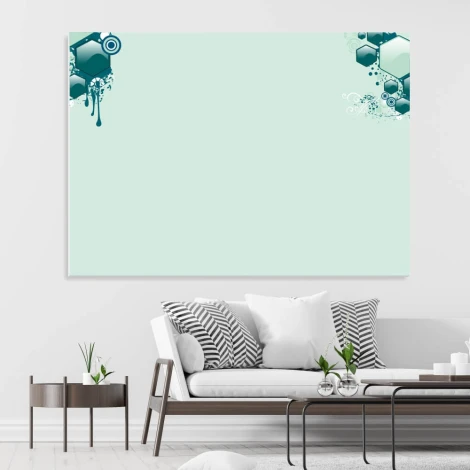Tablica suchościeralna 01X 059 abstrakcje - Aranżacja w nowoczesnym salonie. Ściany w jasnym kolorze, meble w odcieniach