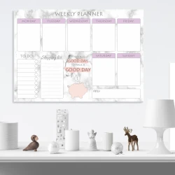 Tablica suchościeralna Weekly planner 413 - Aranżacja w biurze. Ściany w jasnym kolorze, minimalistyczne meble