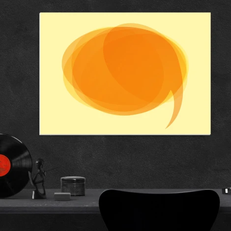 Tablica suchościeralna 01X 109 dymek - Wzór graficzny. Żółte tło z pomarańczowym dymkiem w kształcie chmurki