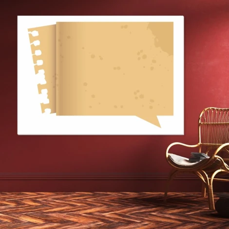 Tablica suchościeralna 144 papierowy dymek - Aranżacja w pokoju z ciemnoczerwonymi ścianami i drewnianą podłogą