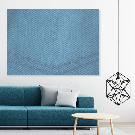 Tablica suchościeralna 158 jeans - Aranżacja w salonie. Ściany w jasnym kolorze, meble w odcieniach niebieskiego