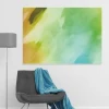 Tablica suchościeralna abstrakcja 254 - Aranżacja w pokoju dziennym. Ściany w odcieniach zieleni i żółci