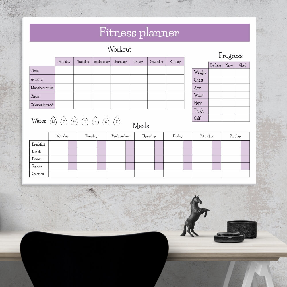 Tablica suchościeralna planer fitness 429