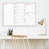 Tablica suchościeralna Weekly planner 427 - Aranżacja w biurze. Jasne ściany, drewniane krzesło i lampa