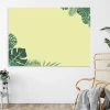 Tablica suchościeralna liście 498 - Wzór graficzny. Zielone liście na jasnym tle, z różnymi kształtami i układami