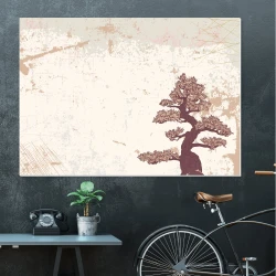 Drzewo bonsai tablica suchościeralna magnetyczna 085 - Wzór graficzny. Grafika przedstawia drzewo bonsai w brązowych