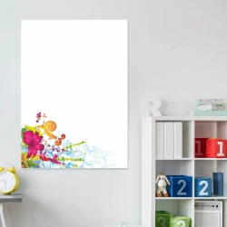 Kwiaty i motyle tablica suchościeralna magnetyczna 102 - Wzór graficzny. Kolorowe kwiaty i motyle na białym tle