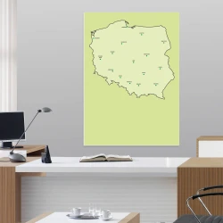 Magnetyczna tablica suchościeralna mapa Polski 239 - Aranżacja w biurze. Ściany w jasnym kolorze, nowoczesne meble