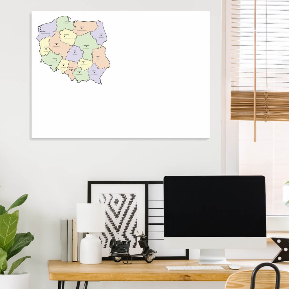 Magnetyczna tablica suchościeralna mapa Polski z podziałem na województwa 240