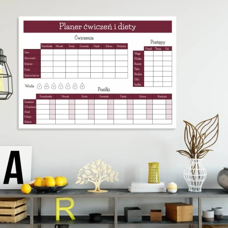 Planer Fitness magnetyczny suchościeralny 430 - Aranżacja w nowoczesnym wnętrzu. Ściany w jasnym kolorze, minimalistyczne