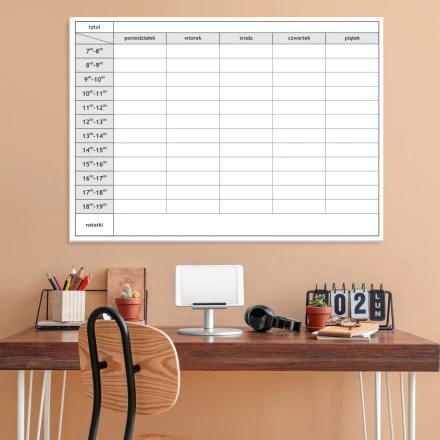 Tablica suchościeralna magnetyczna 039 plan tygodnia