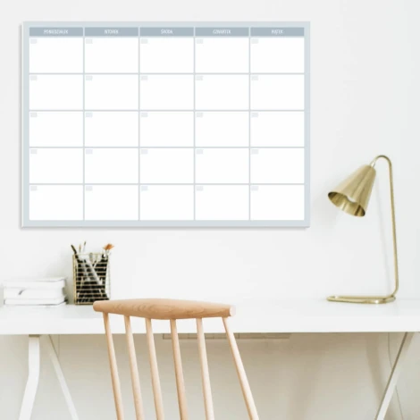 Tablica suchościeralna planer tygodniowy 508 - Aranżacja w biurze. Ściany w jasnym kolorze, minimalistyczne meble