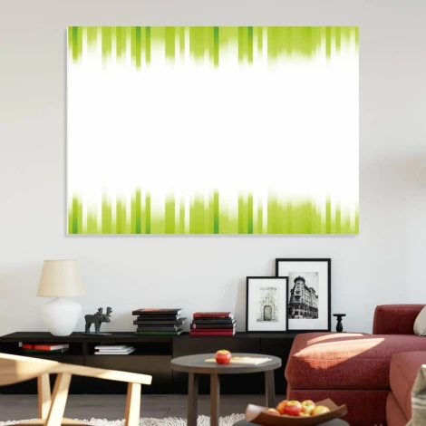 Zielone paski tablica suchościeralna magnetyczna 092 - Aranżacja w salonie. Ściany w jasnych kolorach, meble w odcieniach
