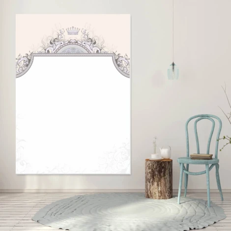 Korona tablica suchościeralna magnetyczna 077 - Aranżacja w jasnym pomieszczeniu. Ściany w delikatnych odcieniach, drewniana