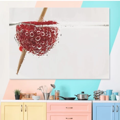 Tablica magnetyczna suchościeralna koktail 207 - Aranżacja w kuchni. Ściany w pastelowych kolorach, meble w jasnych