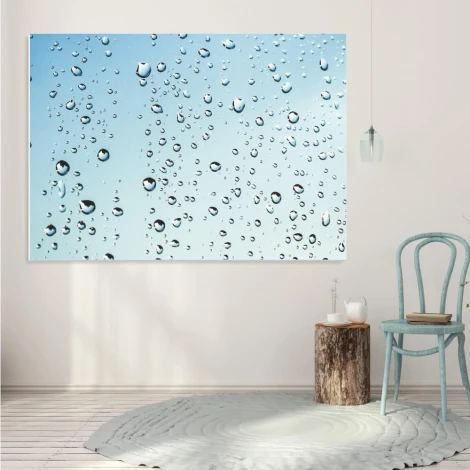 Tablica magnetyczna suchościeralna krople 197 - Aranżacja w jasnym pomieszczeniu. Ściany w odcieniu błękitu, podłoga