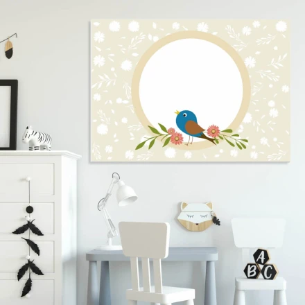 Tablica magnetyczna suchościeralna dla dzieci ptaszek kwiatki 401