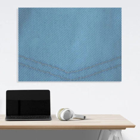 Tablica magnetyczna suchościeralna jeans 158 - Wzór graficzny. Grafika przedstawia niebieski materiał w strukturze jeansu