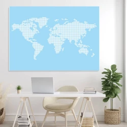 Tablica magnetyczna suchościeralna mapa świata 333 - Wzór graficzny. Mapa świata w białych kropkach na niebieskim tle