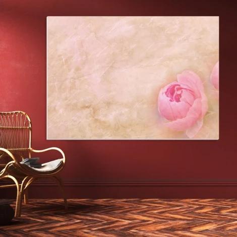 Tablica magnetyczna suchościeralna róża 201 - Aranżacja w pokoju z czerwoną ścianą. Meble w stylu skandynawskim