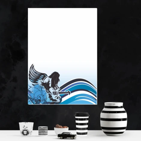 Tablica suchościeralna magnetyczna gitarzysta 149 - Wzór graficzny. Grafika przedstawia gitarzystę z długimi włosami