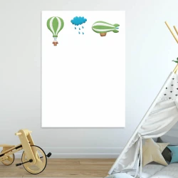 Tablica magnetyczna suchościeralna dla dzieci balon chmurka sterowiec 464 - Wzór graficzny. Balon, chmurka i sterowiec