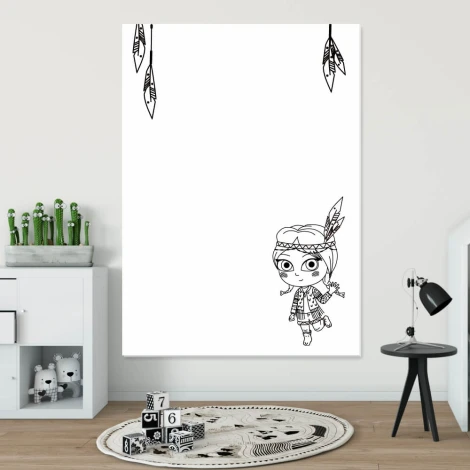 Tablica magnetyczna suchościeralna dla dzieci dziewczynka 444 - Aranżacja w pokoju dziecięcym. Ściany w jasnych kolorach