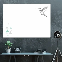 Tablica magnetyczna suchościeralna koliber 455 - Wzór graficzny. Grafika przedstawia ptaka w stylu geometrycznym