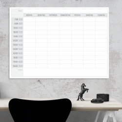 Plan tygodnia tablica magnetyczna suchościeralna 294 wersja niemiecka - Wzór graficzny. Prosta siatka z godzinami i dniami
