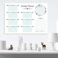 Tablica magnetyczna suchościeralna Weekly planner 405 - Wzór graficzny. Prosta kompozycja z prostokątami i strzałkami