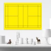 Tablica trenerska taktyczna suchościeralna 181 badmington - Wzór graficzny. Żółte tło z czarnymi liniami tworzy podział