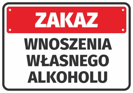 Naklejka Zakaz wnoszenia własnego alkoholu