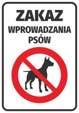 Naklejka Zakaz wprowadzania psów - Wzór graficzny. Czerwony okrąg z przekreślonym psem na białym tle