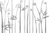 Tapeta do salonu bambus 051 - Wzór graficzny. Grafika przedstawia cienkie, pionowe łodygi bambusa w odcieniach szarości