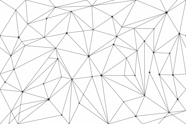 Tapeta wzór geometryczny 043 - Wzór graficzny. Czarne linie tworzące trójkąty i punkty na białym tle