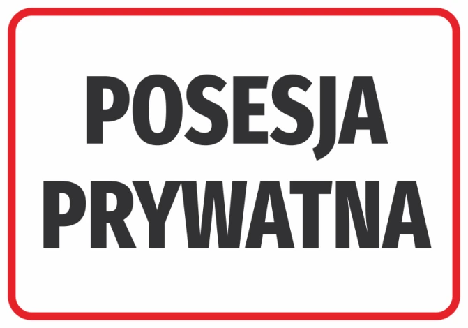 Naklejka Posesja prywatna N588 - Wzór graficzny. Duże, czarne litery na białym tle w czerwonej ramce