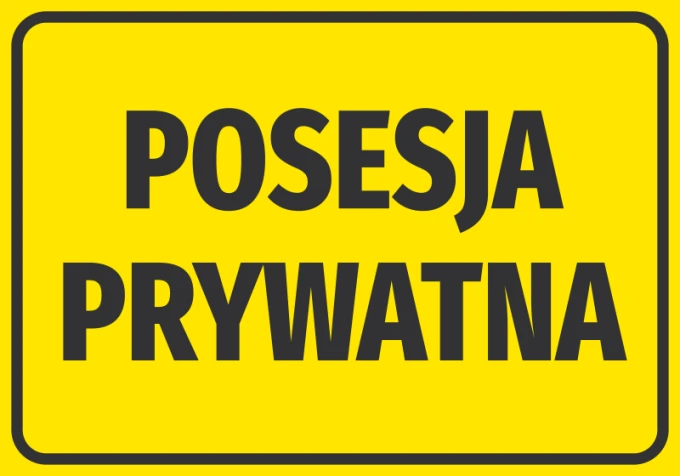 Naklejka Posesja prywatna N589 - Wzór graficzny. Żółte tło z dużymi, czarnymi literami POSESJA PRYWATNA