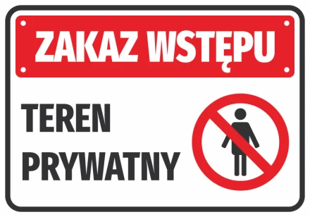 Naklejka Zakaz wstępu Teren przywatny