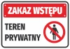 Naklejka Zakaz wstępu Teren przywatny - Wzór graficzny. Czerwone tło z białym napisem i symbolem zakazu