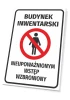 Tabliczka Budynek inwentarski Nieupoważnionym wstęp wzbroniony - Wzór graficzny. Okrągły symbol przekreślonej postaci