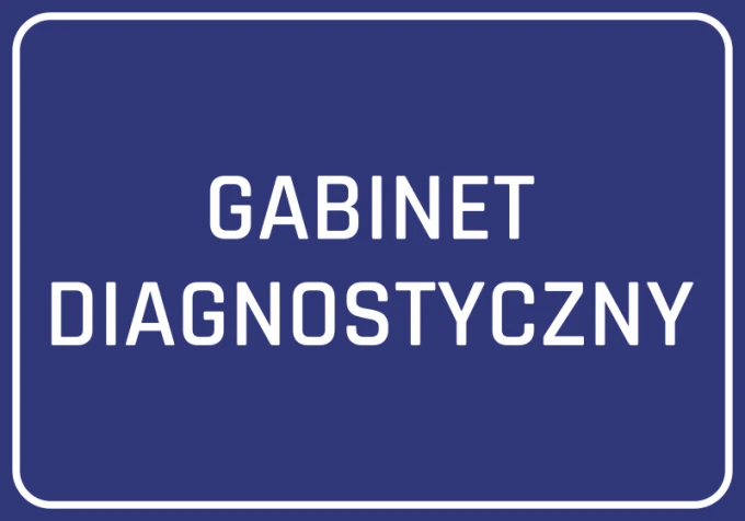 Naklejka Gabinet diagnostyczny - Wzór graficzny. Prosty, prostokątny kształt z białym napisem na ciemnym tle