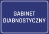 Naklejka Gabinet diagnostyczny - Wzór graficzny. Prosty, prostokątny kształt z białym napisem na ciemnym tle