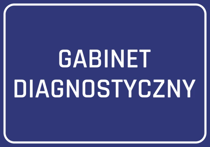Naklejka Gabinet diagnostyczny - Wzór graficzny. Prosty, prostokątny kształt z białym napisem na ciemnym tle