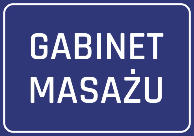 Naklejka Gabinet masażu - Wzór graficzny. Prosty, prostokątny kształt z białym napisem na ciemnym tle