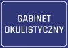 Naklejka Gabinet okulistyczny - Wzór graficzny. Niebieskie tło z białym napisem GABINET OKULISTYCZNY
