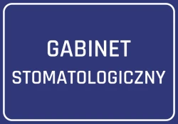 Naklejka Gabinet stomatologiczny - Wzór graficzny. Prosty, prostokątny kształt z dużym napisem na ciemnym tle