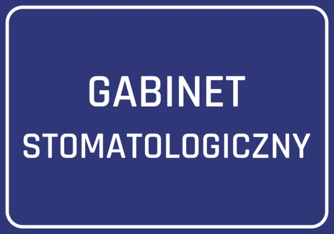 Naklejka Gabinet stomatologiczny - Wzór graficzny. Prosty, prostokątny kształt z dużym napisem na ciemnym tle