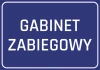 Naklejka Gabinet zabiegowy - Wzór graficzny. Niebieskie tło z białym napisem GABINET ZABIEGOWY