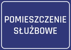 Naklejka Pomieszczenie służbowe - Wzór graficzny. Niebieskie tło z białym napisem POMIESZCZENIE SŁUŻBOWE